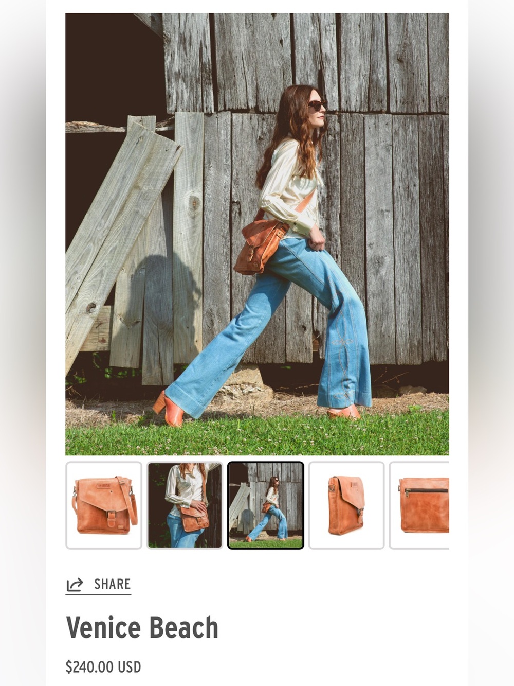 BED|STU Venice Beach Crossbody Bag | Nectar Lux Tan Rustic Leather - Picture 13 of 13